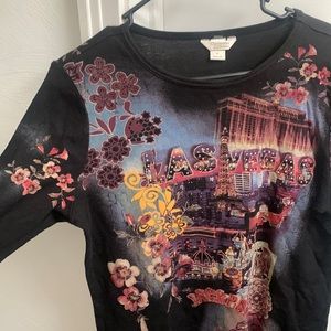 Christopher & Banks Las Vegas size Medium shirt. Jeweled lettering and details.